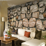 复古怀旧壁纸3D仿真石块文化石墙纸石头砖纹个性工装咖啡餐厅壁画