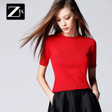 ZK修身显瘦短袖t恤女装夏季百搭上衣体恤衣服打底衫2016夏装新款