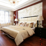别墅样板房中式卧室家具现代简约实木双人床新中式酒店家具 直销