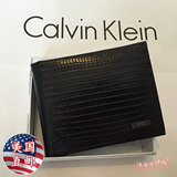 美国直邮代购CK/Calvin Klein鳄鱼纹横短款牛皮真皮男士钱包礼物