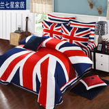 全棉英伦四件套纯棉美国英国国旗被套床单床上用品被子米字旗床笠