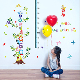 儿童房宝宝装饰墙纸贴画墙贴自粘客厅卧室环保测量英字母身高贴纸
