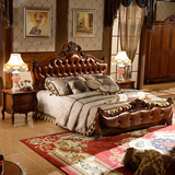 欧式床双人床1.8米婚床高箱床储物床 实木床1.5米 美式乡村仿古床