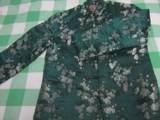 老棉袄缎袄收藏7.80年代深绿色梅花对襟纽襻缎袄道具服装1083