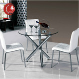 小户型钢化玻璃休闲会议小圆桌现代简约餐桌椅组合咖啡洽谈茶几桌