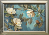瑞堂简欧花卉油画手绘餐厅背景墙挂画 装饰画现代中式玉兰花13418