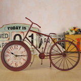 自行车座钟欧式复古怀旧机械钟表 创意家居客厅静音台钟时钟摆件