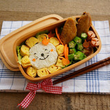 包邮送勺筷饭盒原木食日式木质便当盒学生饭盒可爱儿童饭盒