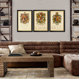 客厅美式欧式装饰画三联沙发背景壁画玄关竖版有框挂画新古典墙画
