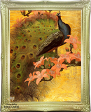 查理夫人 拉卡萨简欧新古典玄关油画手绘壁炉挂画孔雀装饰画14226
