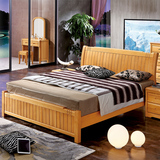 热卖德国榉木现代双人床储物床全实木床单人床1.5米1.8米平板大床