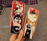 可爱创意柴犬哈士奇苹果5s iPhone6 6plus.6p手机外壳套油画猫 潮
