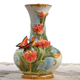 创意时尚落地客厅 欧式田园摆设摆件家居装饰品 陶瓷干花花器花瓶