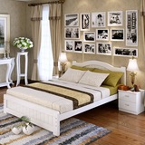 欧式现代简约实木床 高端双人 卧室储物地中海白色田园公主实木床
