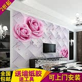 欧素 3d简约欧式清晰玫瑰花卉墙纸客厅卧室沙发无缝大型壁画