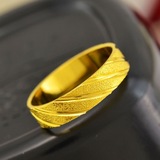 男女式加强版 磨沙斜纹仿金戒指 镀金欧币饰品 久镀黄金指环