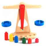 蒙特梭利蒙氏教具木制天平枰儿童称重平衡游戏1-2岁宝宝早教玩具
