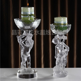 欧式单头蜡烛台摆件 别墅样板房装饰摆饰 水晶玻璃透明琉璃蜡烛台