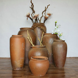 厂家直销复古怀旧土陶罐粗陶组合陶瓷花瓶景观摆件装饰插花器花盆