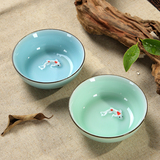 雅阁龙泉青瓷茶具套装浮雕彩莲杯功夫茶杯 陶瓷整套高档茶具