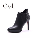 GML春季新款欧美尖头短筒靴马丁靴及踝靴防水台细跟高跟靴女鞋