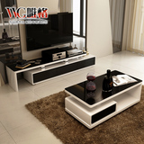 VVG简约现代高档钢琴烤漆茶几桌 时尚伸缩电视柜组合客厅套装家具