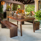 百伽 1.8米实木餐桌 美式乡村大餐桌椅组合 6人8人长方形饭桌单桌