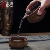 陶迷快客杯旅行茶具便携式复古粗陶一壶一杯盖碗陶瓷泡茶壶花茶壶