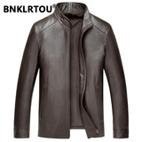 BNKLRTOU2015新款 单真皮皮衣男式真皮夹克短款立领 绵羊皮衣薄款
