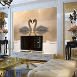 无缝大型壁画 玄关卧室客厅电视背景墙纸 温馨浪漫白天鹅湖壁纸