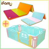 【韩国直送】ifam宝宝6面游戏围栏+ifam专用折叠彩色爬行垫套餐