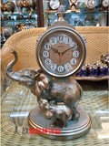 大象欧式复古台钟座钟创意大号静音摆件钟表客厅时尚坐钟台式桌钟