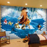 卡通3D立体壁画儿童房客厅背景墙纸男孩女孩卧室床头壁纸冰河世纪