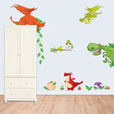 cd002外贸原创新款恐龙动物园儿童房卧室幼儿园背景墙贴装饰画纸