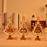 圣诞节装饰品雕刻木质圣诞树圣诞老人雪人棕鹿圣诞节桌面摆饰