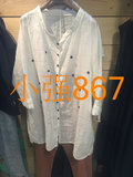 皇冠店专柜正品代购斯琴SIQIN 2015夏款白色中袖长款衬衫AEXS020