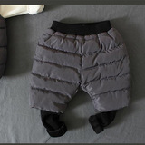 韩版童装冬季儿童假两件时尚保暖裤男童女童外穿宝宝羽绒裤潮