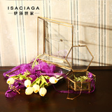 伊莎世家蒂梵尼铜+玻璃首饰盒收纳盒子 美式乡村创意装饰品摆件设