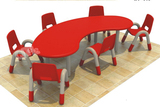 促销加厚塑料桌子豪华桌幼儿园塑料月亮桌椅儿童学习桌弯型桌椅