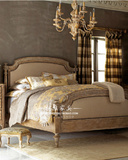 欧式法式双人床实木雕刻饰边/水曲柳，原木本色，实木床定制