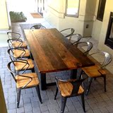 铁艺餐桌北欧原木洽谈桌咖啡桌办公桌美式乡村复古餐桌长方形实木