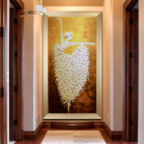 油画 客厅玄关装饰画欧式过道壁画餐厅挂画 手绘抽象竖版芭蕾舞