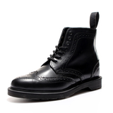 Dr.martens同款7孔黑硬皮雕花短筒靴英伦时尚马丁靴机车单靴男靴