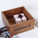 桌面小方木盒杂物实木质底部镂空收纳盒做旧复古整理化妆品首饰盒