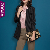 ZOGAA新款秋装女式外套 针织条纹一粒扣大码修身OL气质长袖小西装