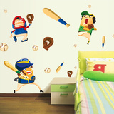 运动员棒球儿童打棒球儿童房卡通卧室幼儿园装饰墙贴动漫贴画