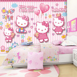 卡通kt凯蒂猫3d立体大型壁画墙纸女孩儿童卧室主题房背景墙壁纸