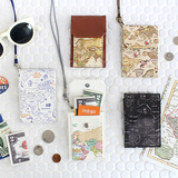 韩国正品地图印花皮革卡包时尚卡套简约便携卡包挂绳式工作证件套
