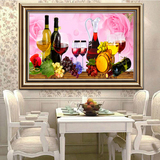 欧式挂画简约钻石画满钻客厅红酒杯餐厅十字绣葡萄水果新款钻石绣