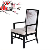 新中式实木餐椅办公椅子工程水曲柳酒店茶餐厅洽谈桌椅组合休闲椅